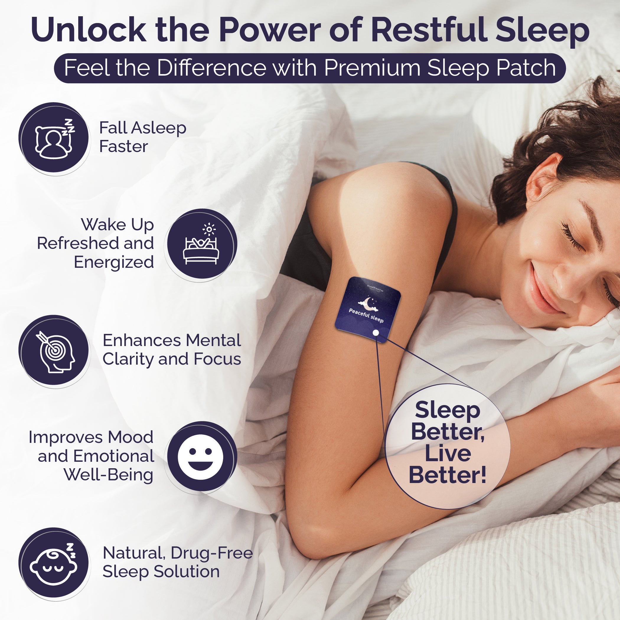 PureBreathe - 30 Pack Premium Sleep Patches - Herbal and Melatonin Formula