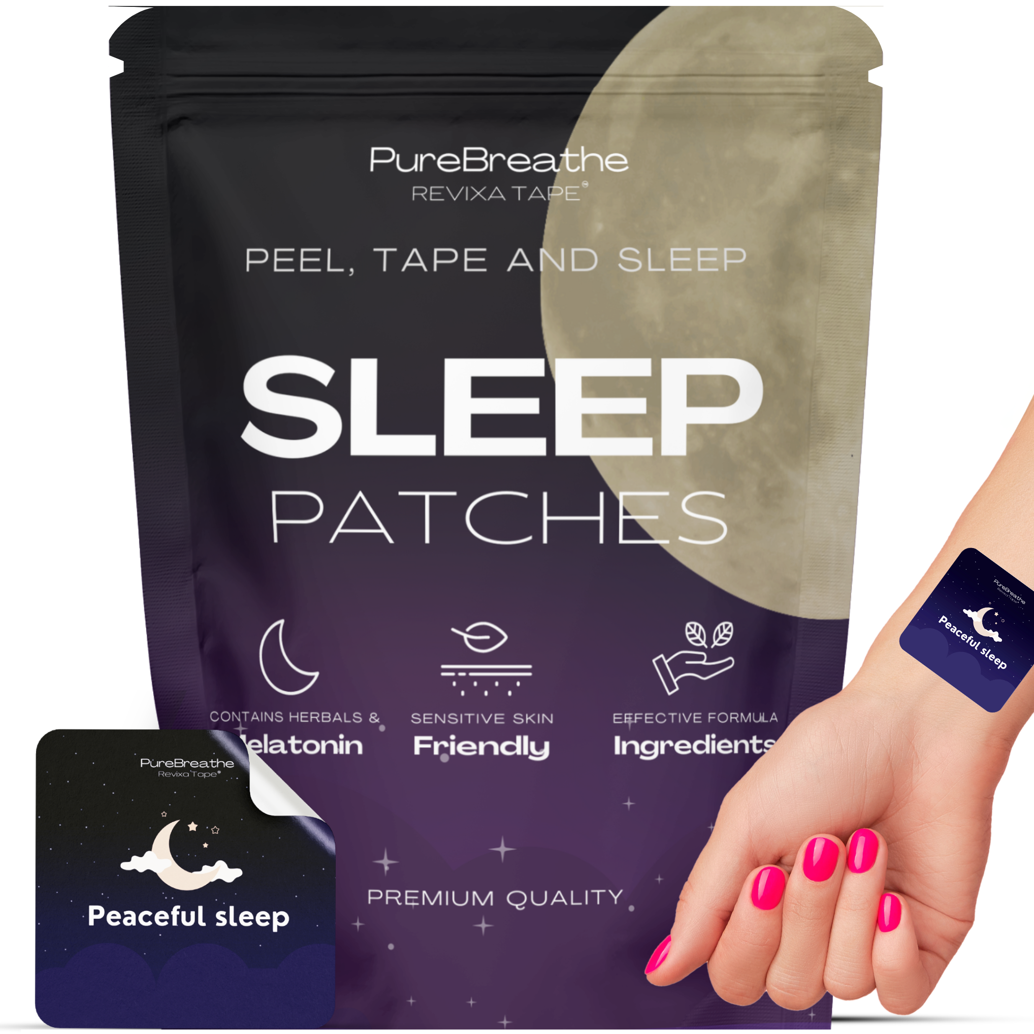 PureBreathe - 30 Pack Premium Sleep Patches - Herbal and Melatonin Formula